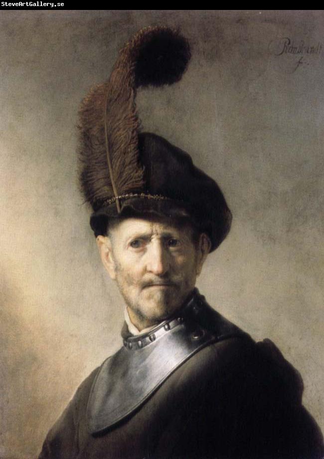REMBRANDT Harmenszoon van Rijn Man in a Plumed Hat and Gorget